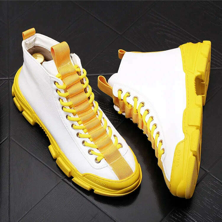 Top Quality Fashion Men's Casual Shoes leather Platform Men Sneakers Male Man Trending Leisure High Tops Shoes for Men