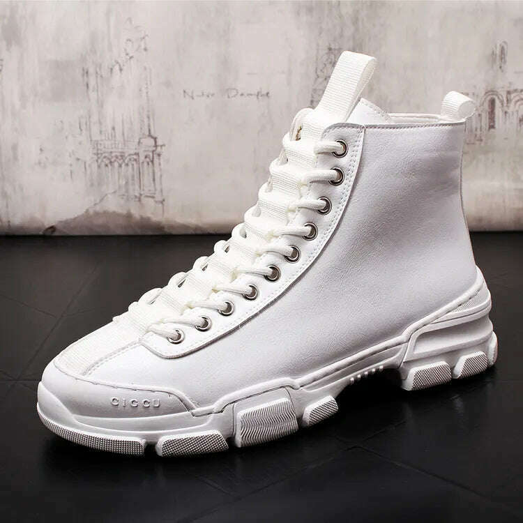 Top Quality Fashion Men's Casual Shoes leather Platform Men Sneakers Male Man Trending Leisure High Tops Shoes for Men