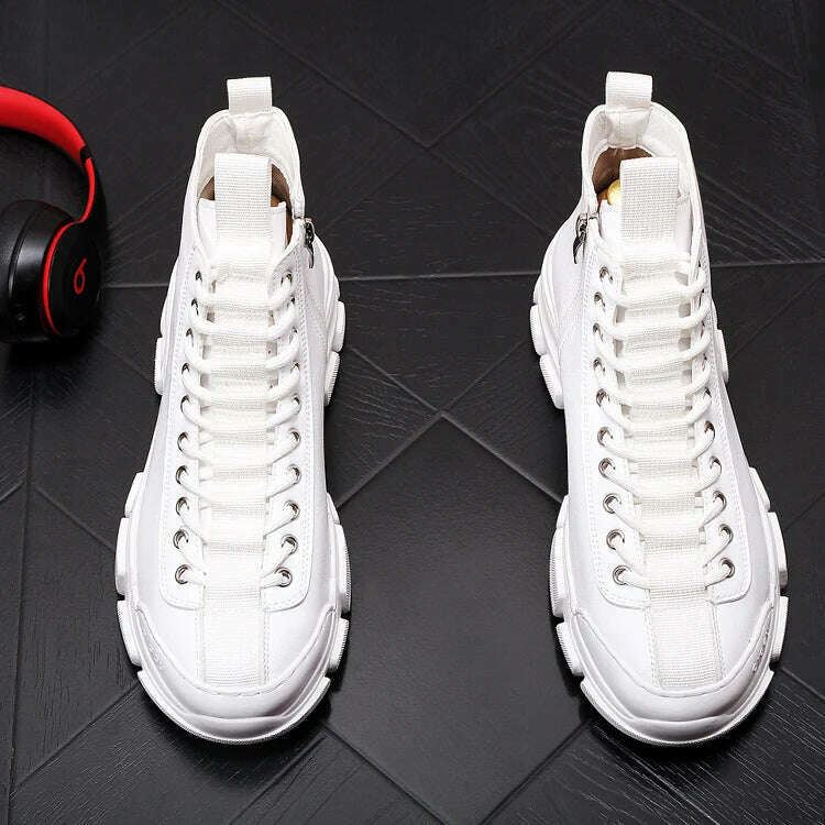 Top Quality Fashion Men's Casual Shoes leather Platform Men Sneakers Male Man Trending Leisure High Tops Shoes for Men