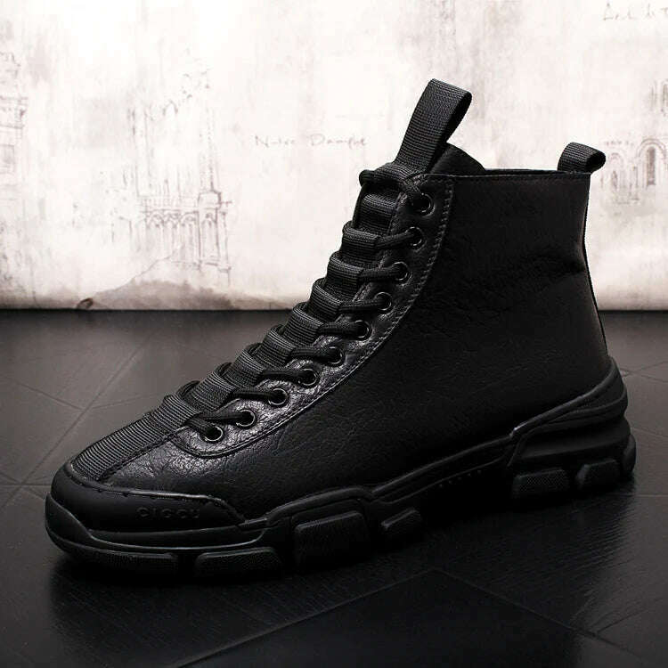 Top Quality Fashion Men's Casual Shoes leather Platform Men Sneakers Male Man Trending Leisure High Tops Shoes for Men