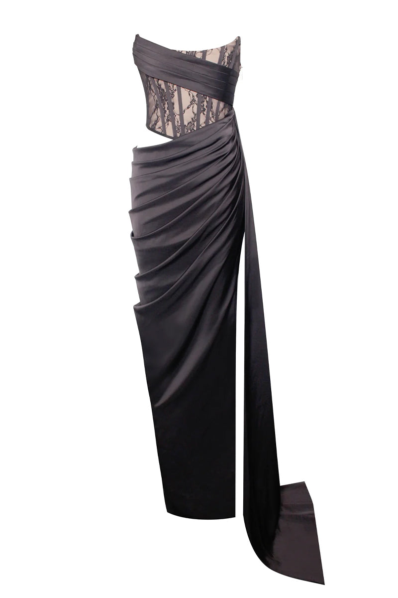 Truly Unforgettable Corset Satin Maxi Dress