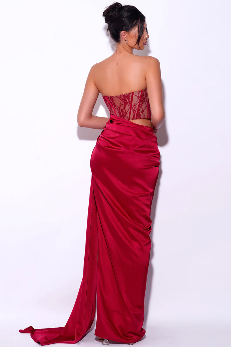 Truly Unforgettable Corset Satin Maxi Dress