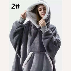 Winter Hoodies Sweatshirt Women Men Pullover Fleece Giant TV Oversized Blanket with Long Flannel Sleeves