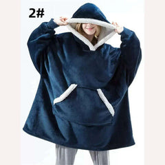 Winter Hoodies Sweatshirt Women Men Pullover Fleece Giant TV Oversized Blanket with Long Flannel Sleeves