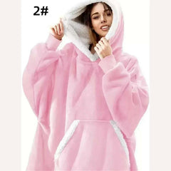 Winter Hoodies Sweatshirt Women Men Pullover Fleece Giant TV Oversized Blanket with Long Flannel Sleeves