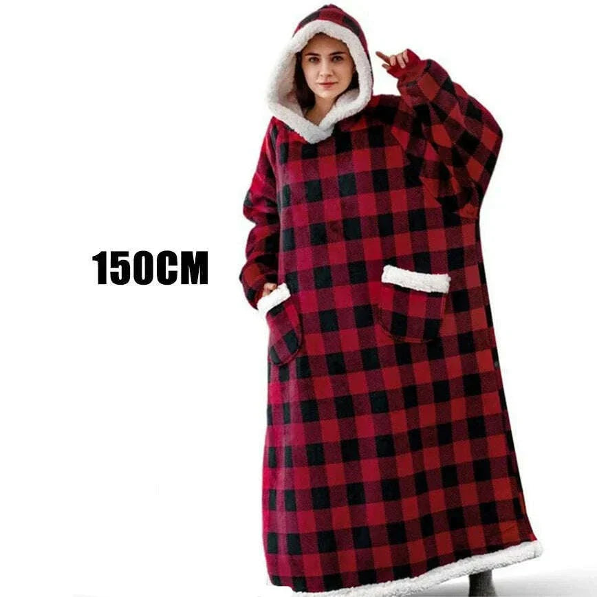 Winter Hoodies Sweatshirt Women Men Pullover Fleece Giant TV Oversized Blanket with Long Flannel Sleeves