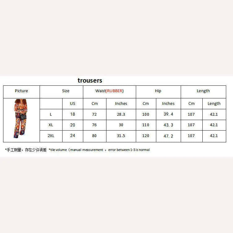 Women Retro 2pcs Pants Sets Geometric Print Blouse Wide Leg Pants Fashion Office Lady Outfits Female Chic Streetwear Tops Suits