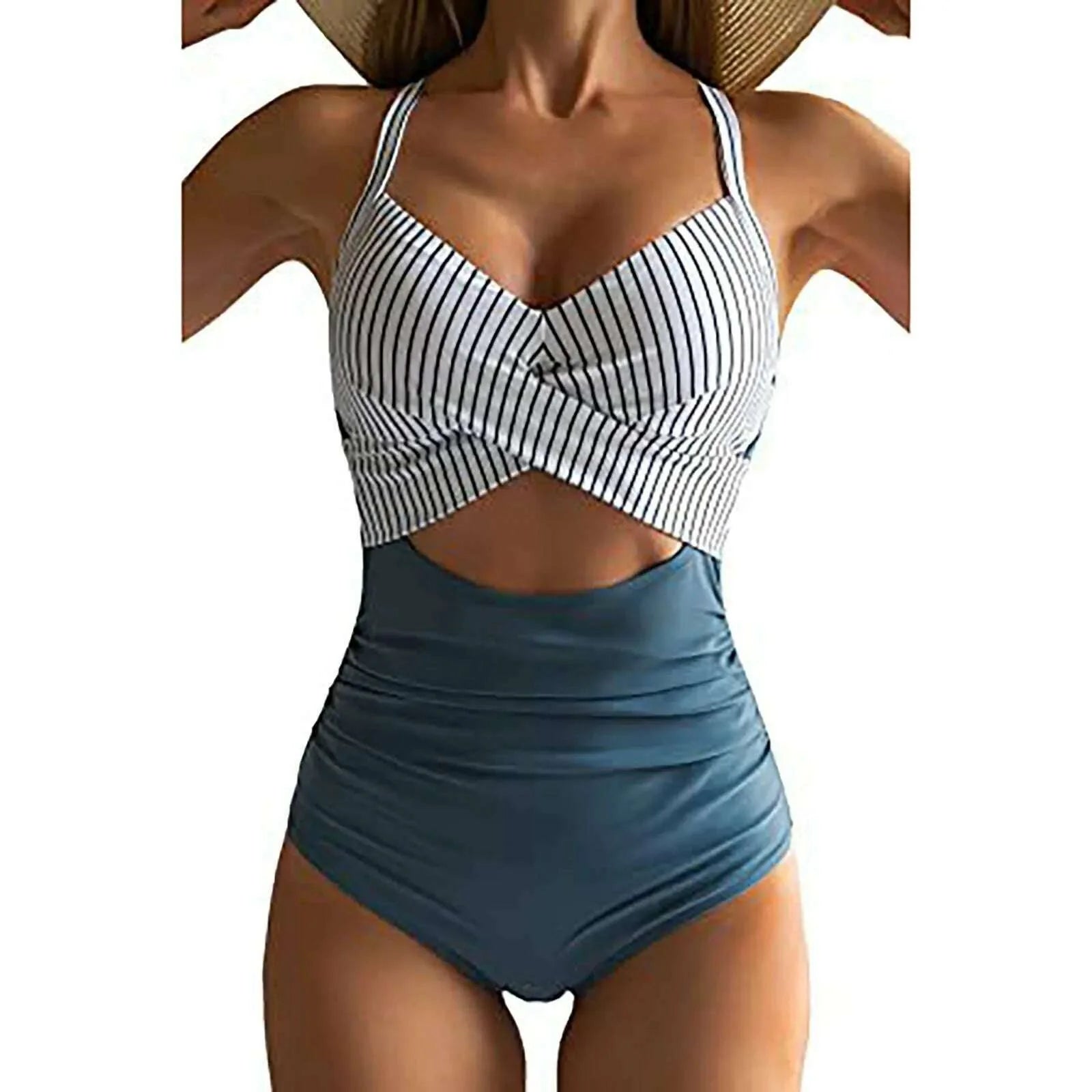 Women's Colorful Sexy Hollow Cross Halter Bikini Beach Swimsuit (With Chest Pad Without Steel Bra)