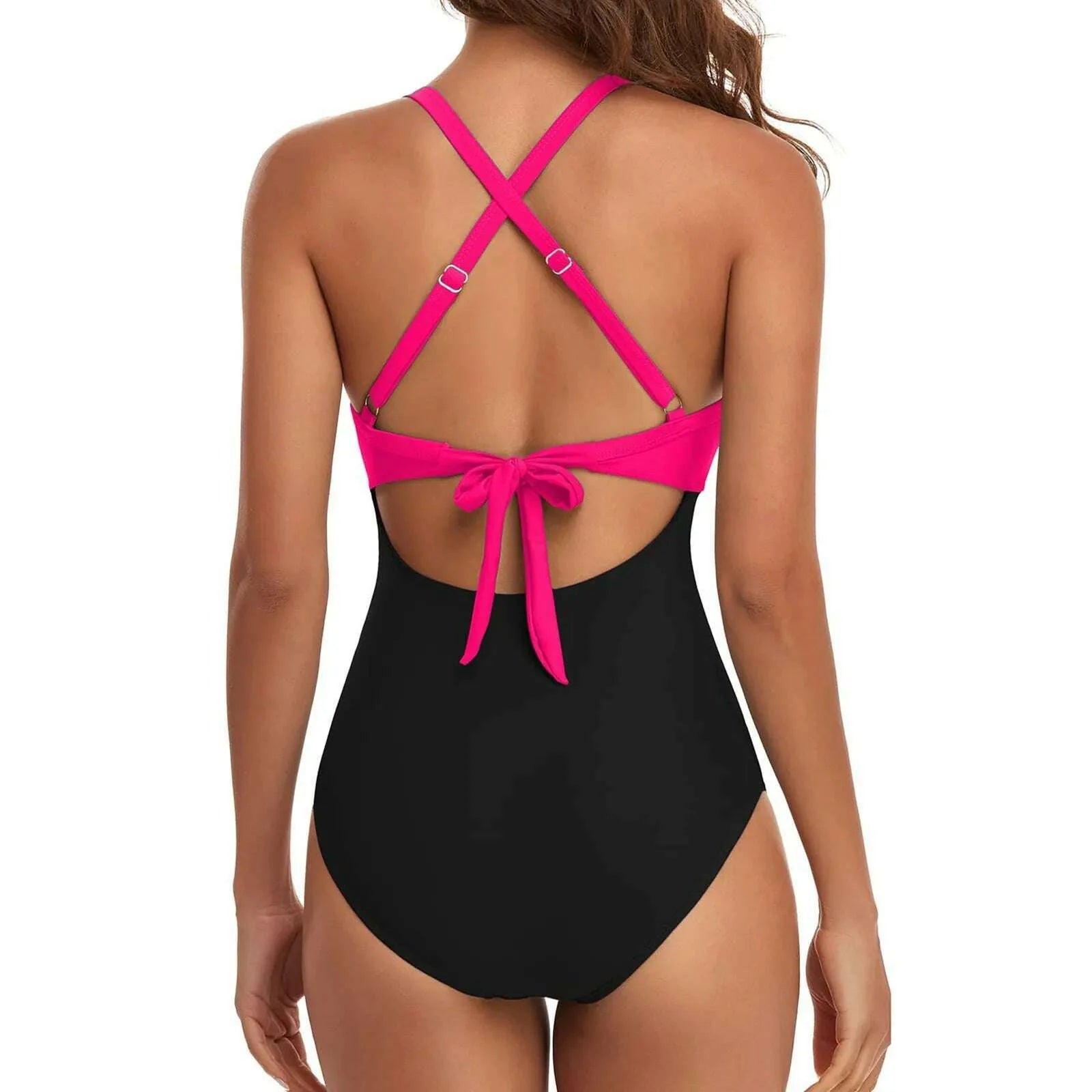 Women's Colorful Sexy Hollow Cross Halter Bikini Beach Swimsuit (With Chest Pad Without Steel Bra)