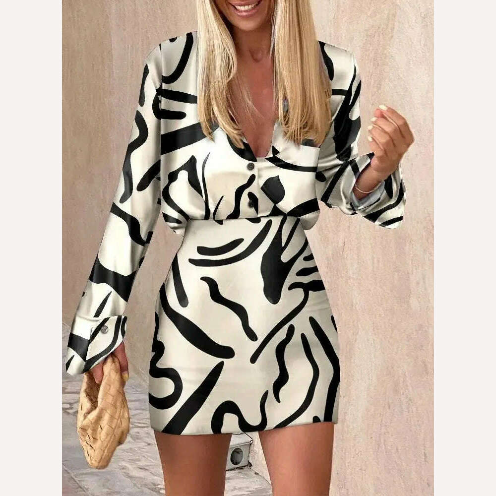 Women's Spring Autumn New Printed Shirt Long Sleeve Set Fashion Slim Elegant Female  Office Dresses Mini Skirt 2 Piece Set 2023