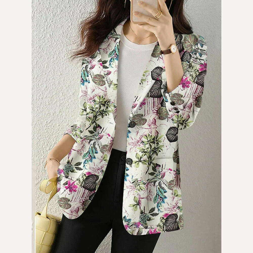 ZANZEA Women Fashion Long Sleeve Blazer Bohemian Floral Printed JacketsSpring Lapel Suit Female Casual Elegant Shirts Work Coat