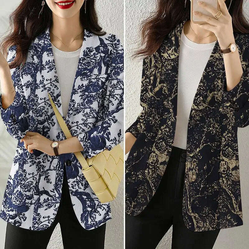 ZANZEA Women Fashion Long Sleeve Blazer Bohemian Floral Printed JacketsSpring Lapel Suit Female Casual Elegant Shirts Work Coat