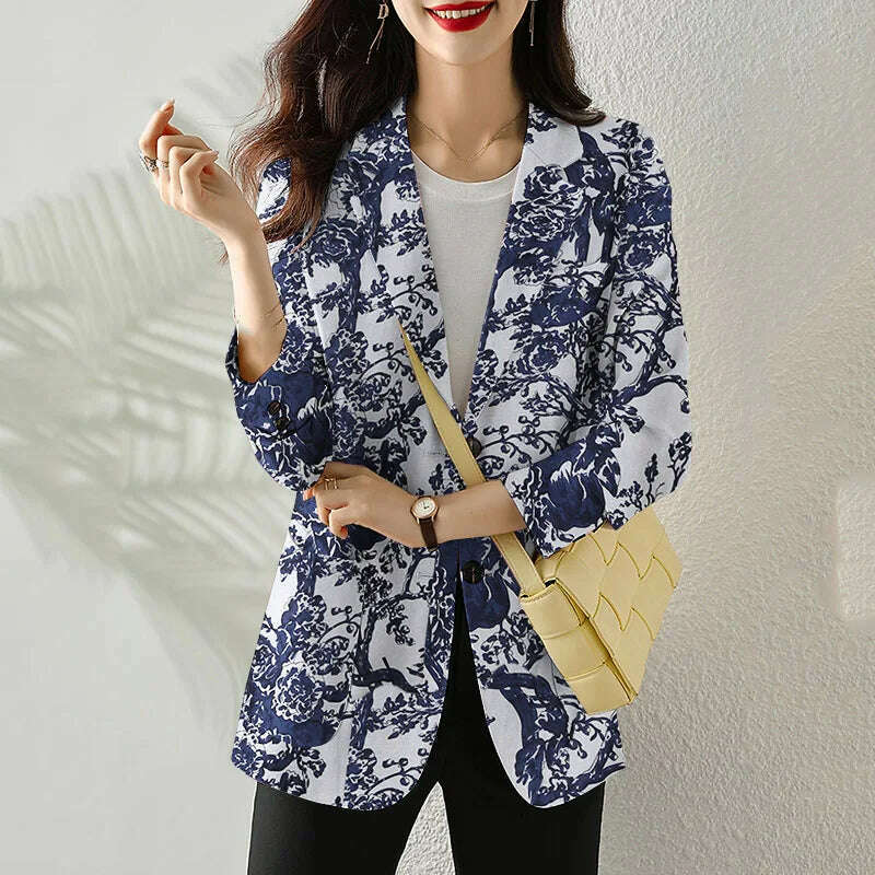 ZANZEA Women Fashion Long Sleeve Blazer Bohemian Floral Printed JacketsSpring Lapel Suit Female Casual Elegant Shirts Work Coat