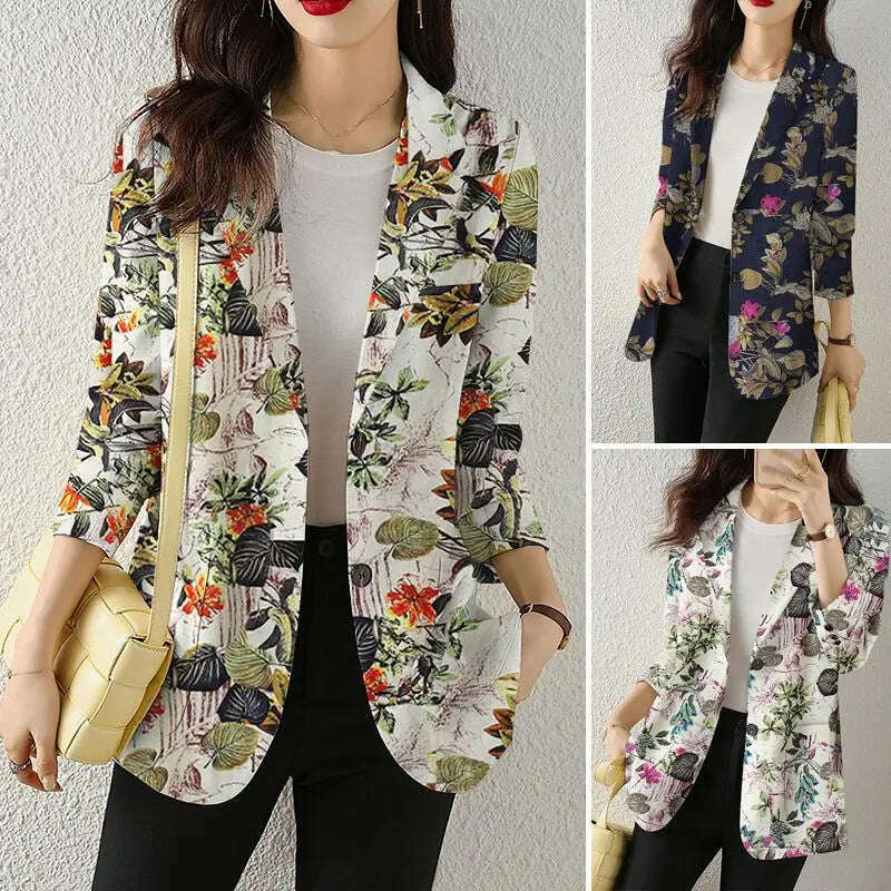 ZANZEA Women Fashion Long Sleeve Blazer Bohemian Floral Printed JacketsSpring Lapel Suit Female Casual Elegant Shirts Work Coat