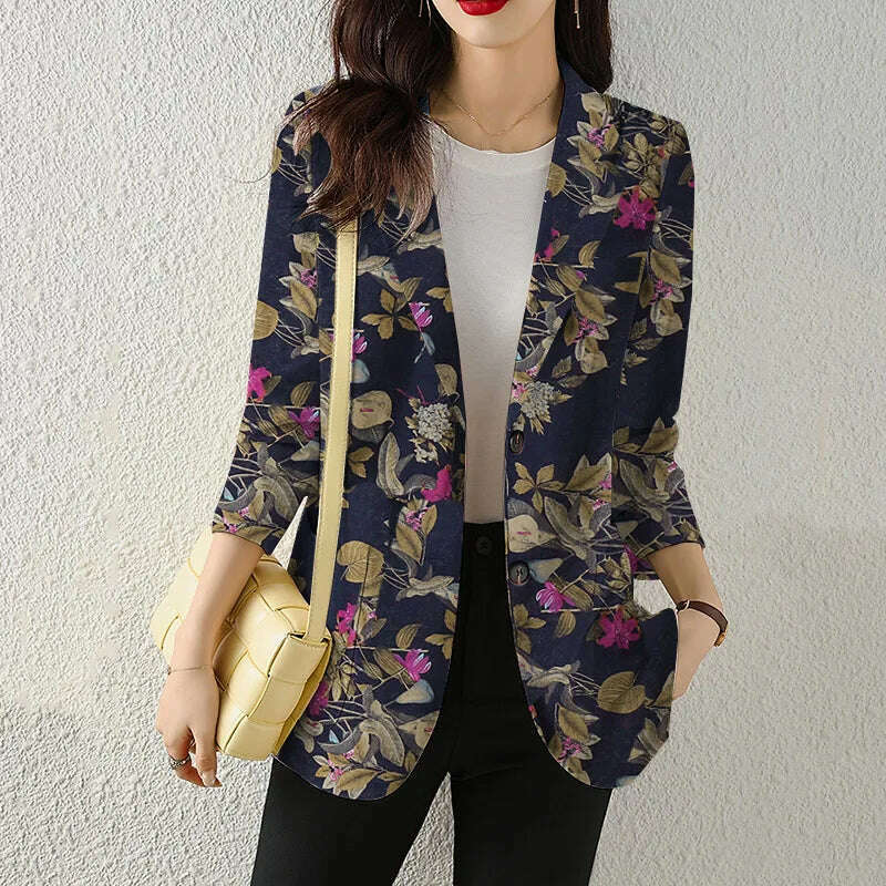 ZANZEA Women Fashion Long Sleeve Blazer Bohemian Floral Printed JacketsSpring Lapel Suit Female Casual Elegant Shirts Work Coat