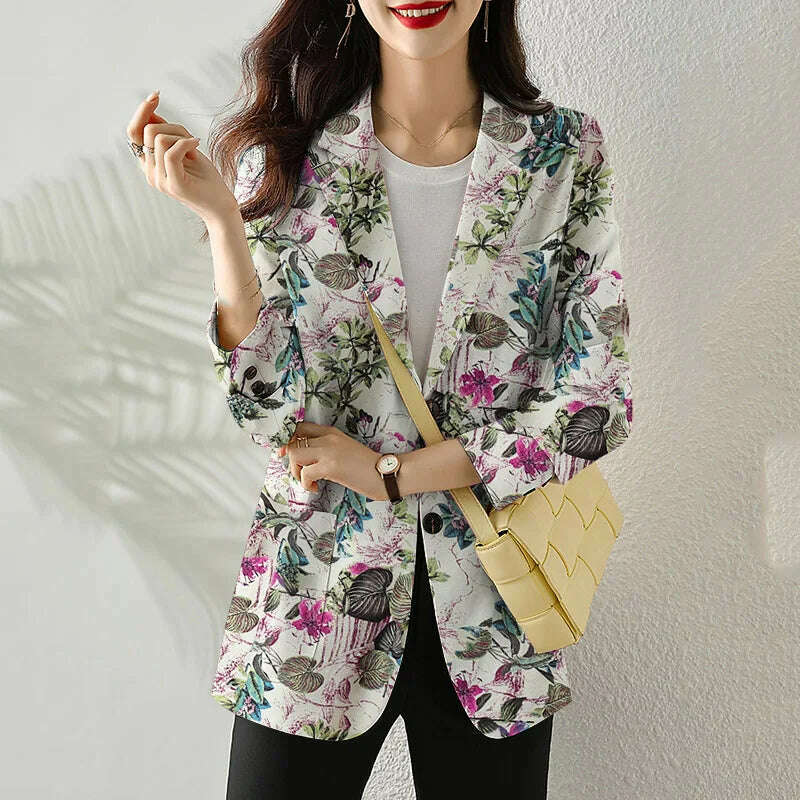 ZANZEA Women Fashion Long Sleeve Blazer Bohemian Floral Printed JacketsSpring Lapel Suit Female Casual Elegant Shirts Work Coat