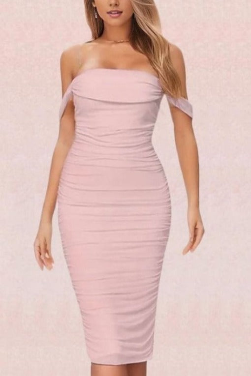 Zia Bodycon Wrap Midi Dress - Dusty Pink