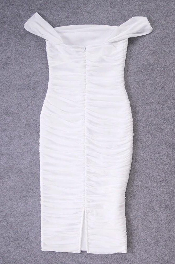 Zia Bodycon Wrap Midi Dress - Pearl White