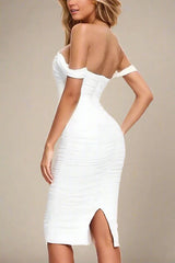 Zia Bodycon Wrap Midi Dress - Pearl White