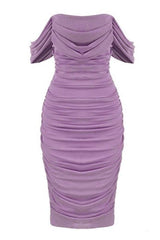 Zia Bodycon Wrap Midi Dress - Violet Purple